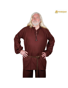 Chemise viking en coton modèle Aventurier, couleur marron