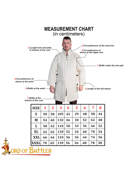 Gambeson médiéval rembourré de type 3...