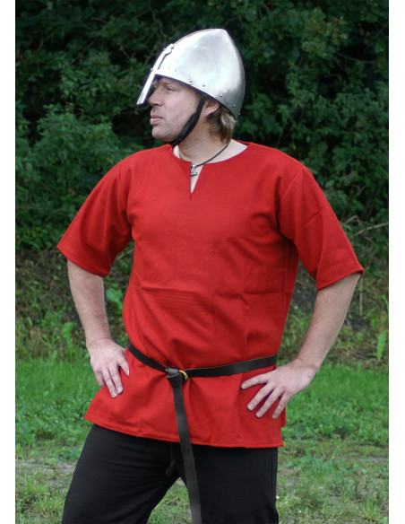 Tunique viking en laine, couleur rouge