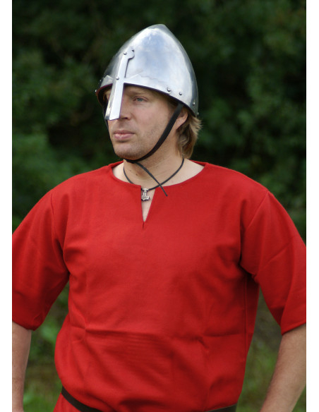 Tunique viking en laine, couleur rouge