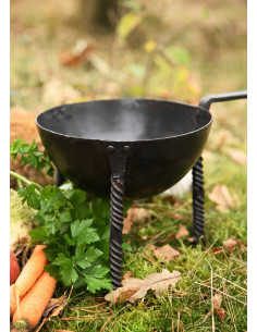 Poêle-trépied médiéval forgé à la main