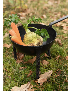 Poêle-trépied médiéval forgé à la main 2