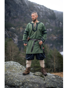 Tunique viking longue modèle Bragi, couleur verte 2