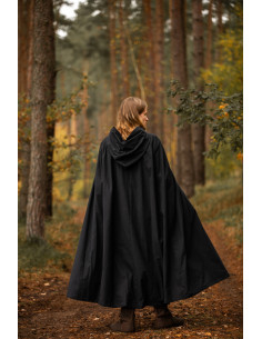 Cape médiévale à capuche modèle Johannes, couleur noire 2