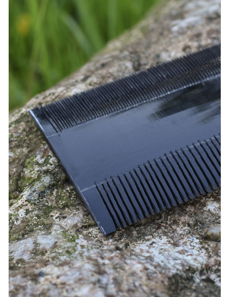 Peigne médiéval à double face, bois...