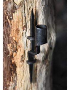 Chandelier médiéval mural à 1 bougie, forgé à la main