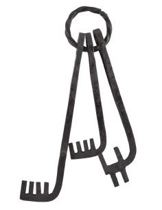 Clés médiévales avec porte-clés, forgées à la main 2