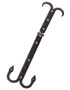 Charnière de coffre médiéval, acier forgé à la main