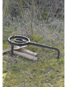 Support de cuisine médiéval, trépied forgé à la main