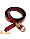 Ceinture médiévale artisanale en relief avec design fantasy, couleur bordeaux