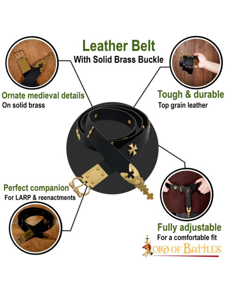 Ceinture médiévale en cuir avec...