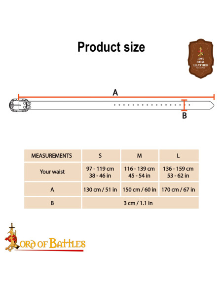 Ceinture médiévale en cuir au design...