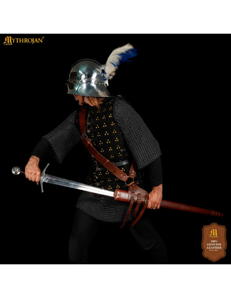 Tahalí médiéval en cuir marron pour...