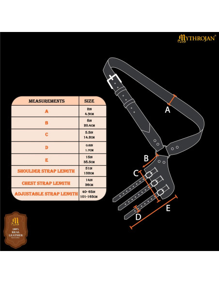 Tahalí médiéval en cuir marron pour...