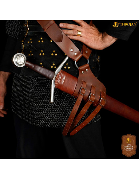 Tahalí médiéval en cuir marron pour...