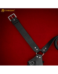 Tahalí médiéval en cuir noir pour suspendre une épée,... 2