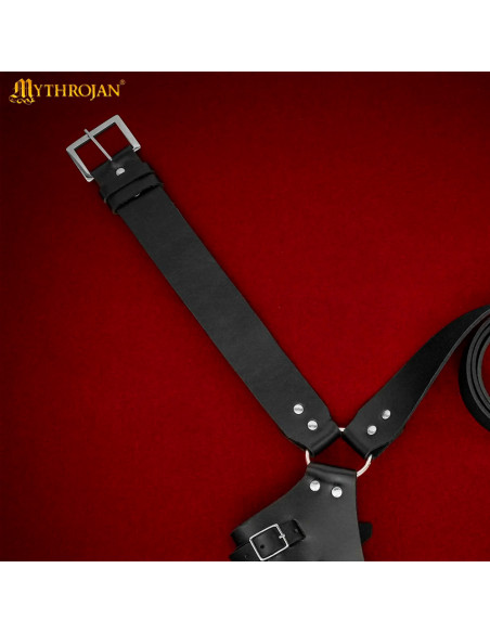 Tahalí médiéval en cuir noir pour...