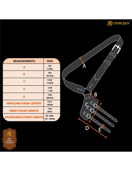 Tahalí médiéval en cuir noir pour...