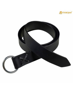 Ceinture viking en cuir noir avec boucle en anneau