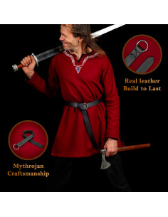 Ceinture viking en cuir noir avec boucle en anneau 2