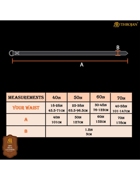 Ceinture viking en cuir noir avec...