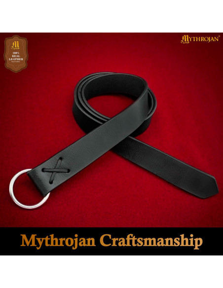 Ceinture viking en cuir noir avec...