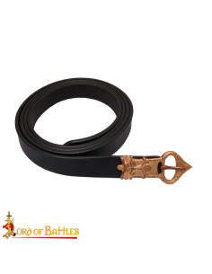 Ceinture médiévale saxonne avec boucle en bronze, cuir noir 2