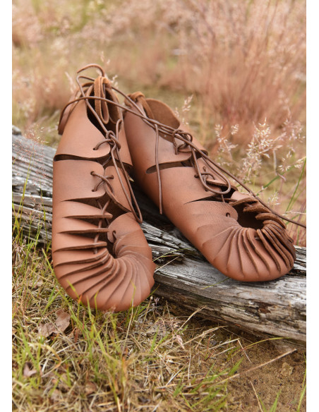 Sandales romaines en cuir marron,...