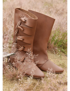 Bottes hautes médiévales à fermetures à nœud, marron 2