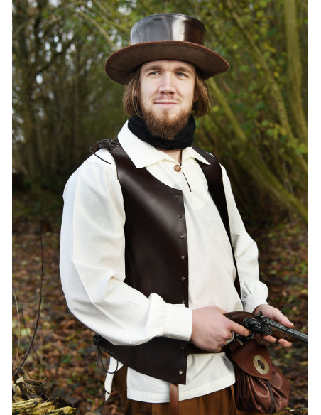 Chapeau médiéval en cuir à large...