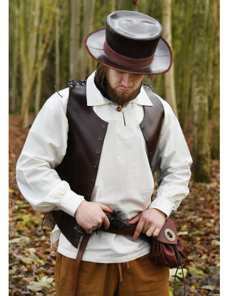 Chapeau médiéval en cuir à large...