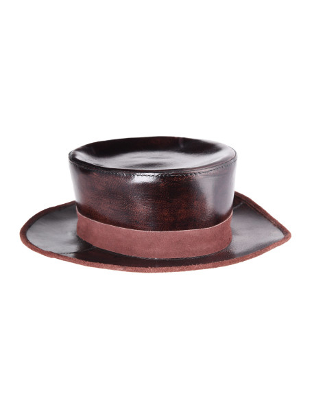 Chapeau médiéval en cuir à large...