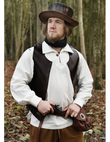 Chapeau médiéval en cuir à large...