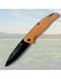 Couteau de camp Third, manche en bois d'érable (lame noire)