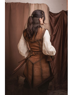 Cuir médiéval long marron en peau de suède, femme 2