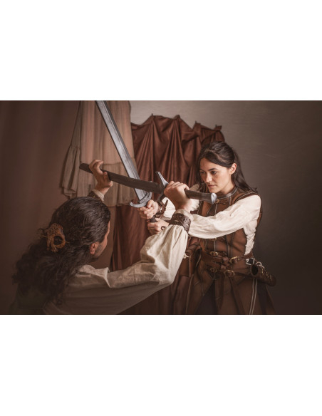 Cuir médiéval long marron en peau de...