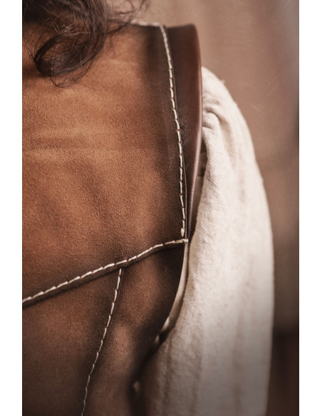 Cuir médiéval long marron en peau de...