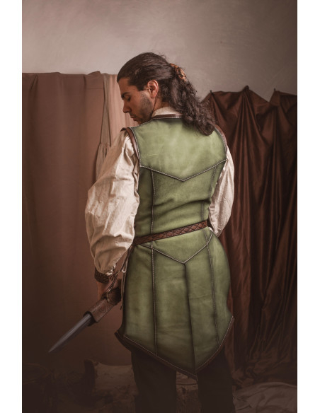 Cuir médiéval long vert en peau de...