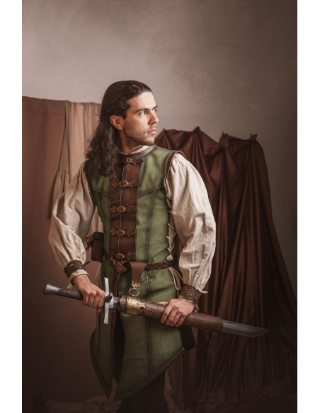 Cuir médiéval long vert en peau de...