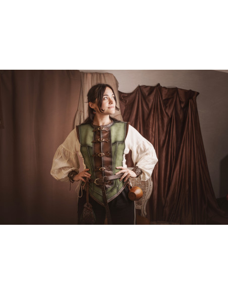 Cuir médiéval court vert en peau de...