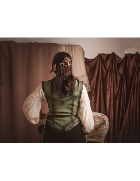 Cuir médiéval court vert en peau de...