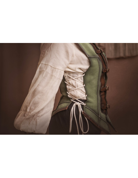 Cuir médiéval court vert en peau de...