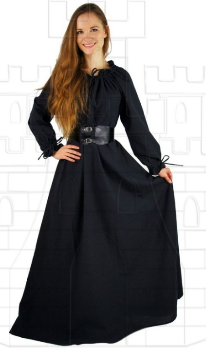 Vestido medieval mujer largo negro - Vêtements et Costumes Médiévaux