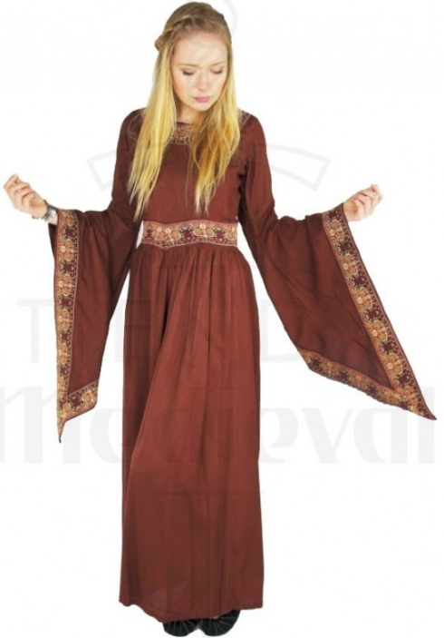 Vestido nobleza medieval rojo borgoña - Vêtements et Costumes Médiévaux