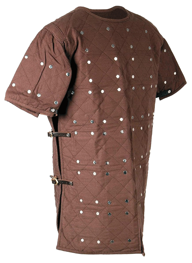 Brigantina medieval con tachuelas y placas